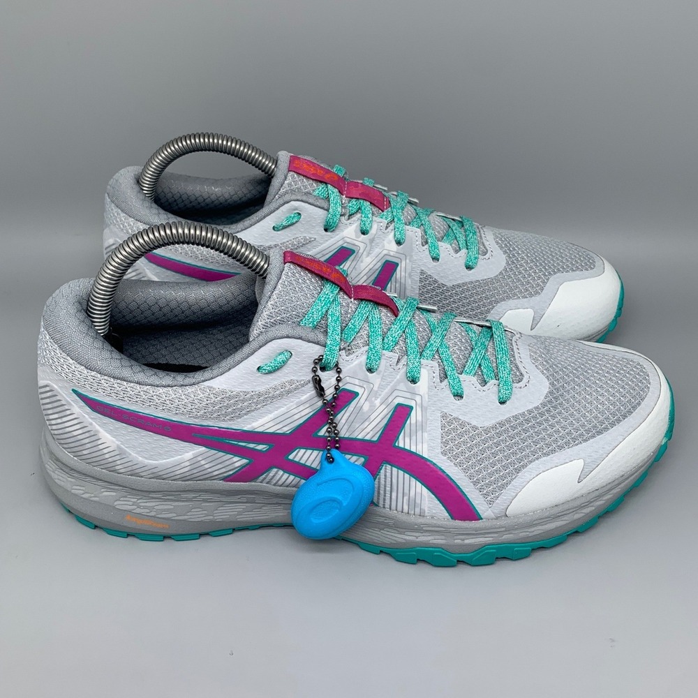 ASICS Gel-Scram 6 Gray Pink Trail‎ Running Shoes 1012A730 Women's Sz 9.5